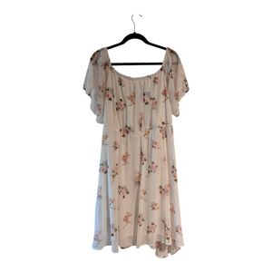 Torrid White Floral Dress with Flutter Sleeves Fully Lined Size 2